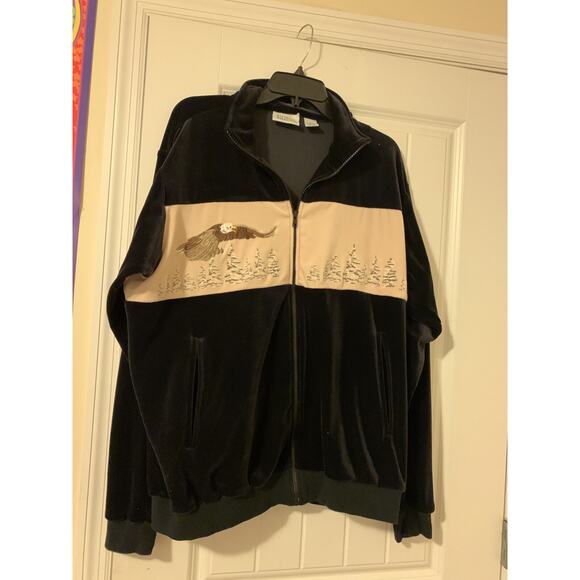 National wildlife federation velour eagle embroidered full zip jacket womens LG - Picture 1 of 5